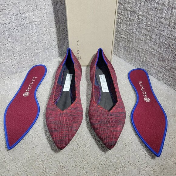 Rothys The Point Crimson Heather Retired Pointy Toe Slip on Shoes Multiple Sizes - Picture 10 of 15